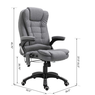 Vinsetto High Back Adjustable Massage Office Chair Ergonomic Reclining Executive Chair Home Office Furniture Grey