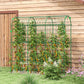 Outsunny Arched Garden Trellis w/ Climbing Net Metal Cucumber Plant Trellis A-Frame for Climbing Plants 57" x 66" x 81"