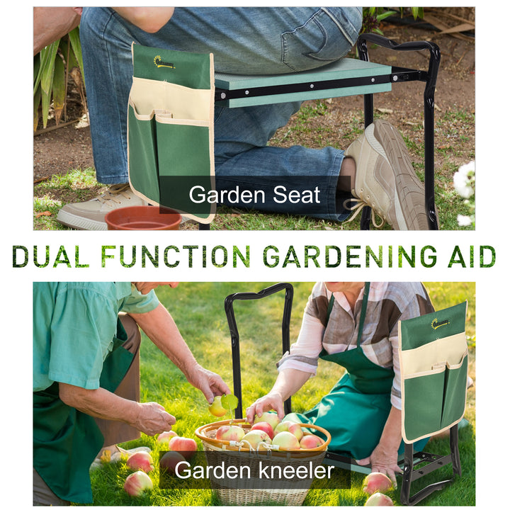 Outsunny Garden Kneeler and Seat Stool, Folding Gardening Stool Kneeling Chair with Thicken Pad and Handles