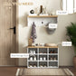 HOMCOM 2-in-1 Hall Tree, 5-Hook Coat Rack Shoe Bench Set w/ Bench and Shoe Storage for Entryway, Hallway, White