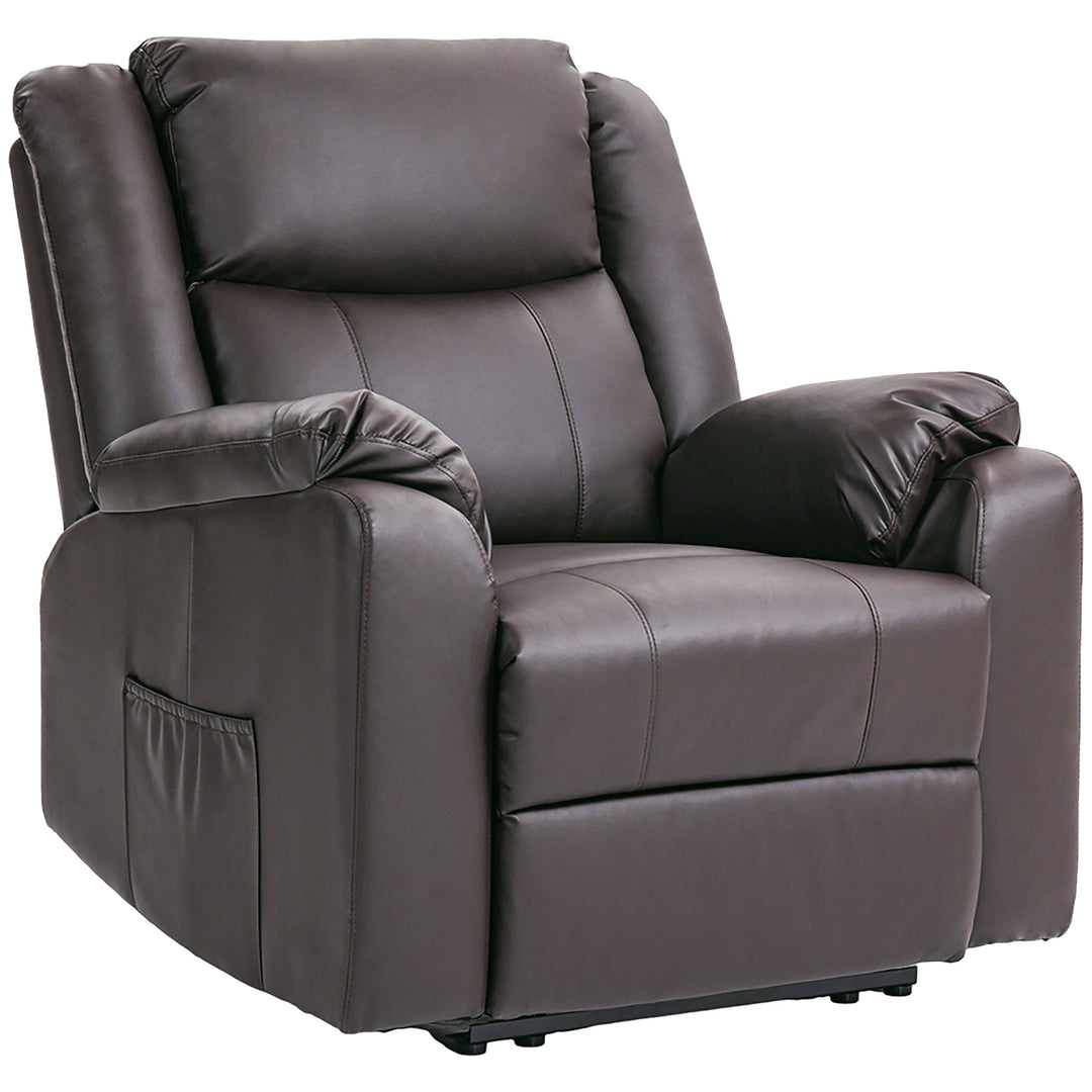 HOMCOM PU Leather Reclining Chair, Recliner Chair for Living Room with Footrest and 2 Side Pockets, Black