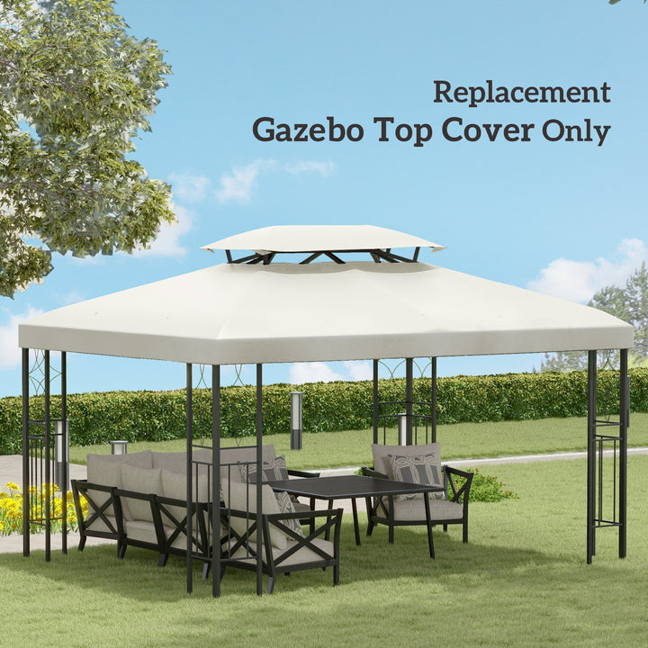 Outsunny 13' x 10' Gazebo Replacement Canopy 2 Tier Top UV Cover Pavilion Garden Patio Outdoor, Grey (TOP ONLY)