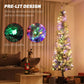 HOMCOM 9ft Prelit Pencil Artificial Christmas Tree, Flocked Xmas Tree with Remote, Dual Colour LEDs, 895 Tips, Metal Stand