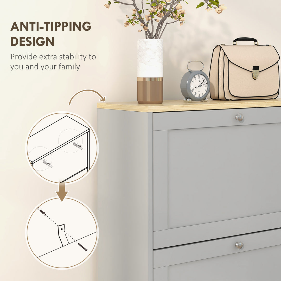 HOMCOM Modern Shoe Storage with 3 Flip Drawers and Adjustable Shelves, Shoe Cabinet Organizer for 12-18 Pairs of Shoes, White