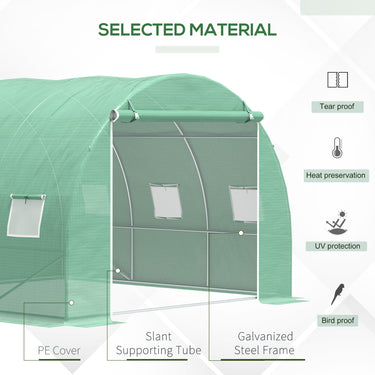 Outsunny 10' x 10' x 6.5' Walk-in Tunnel Greenhouse with High-Quality Transparent PE Cover, Zipper Doors, & Windows