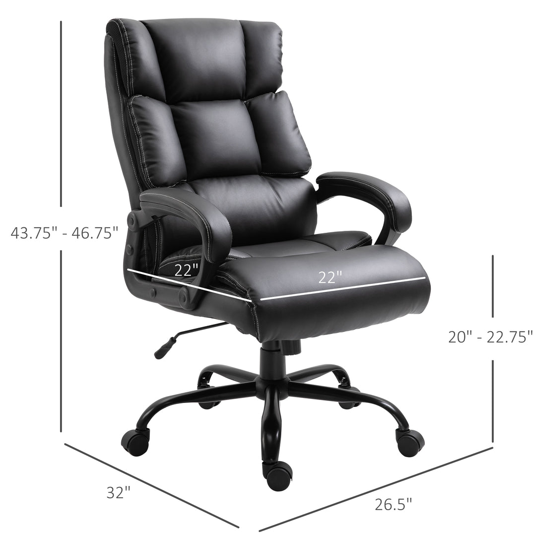 Vinsetto Ergonomic Heavy-Duty Office Chair with Adjustable Height, PU Leather, Rocker, 360° Swivel, 400lbs Capacity, Black