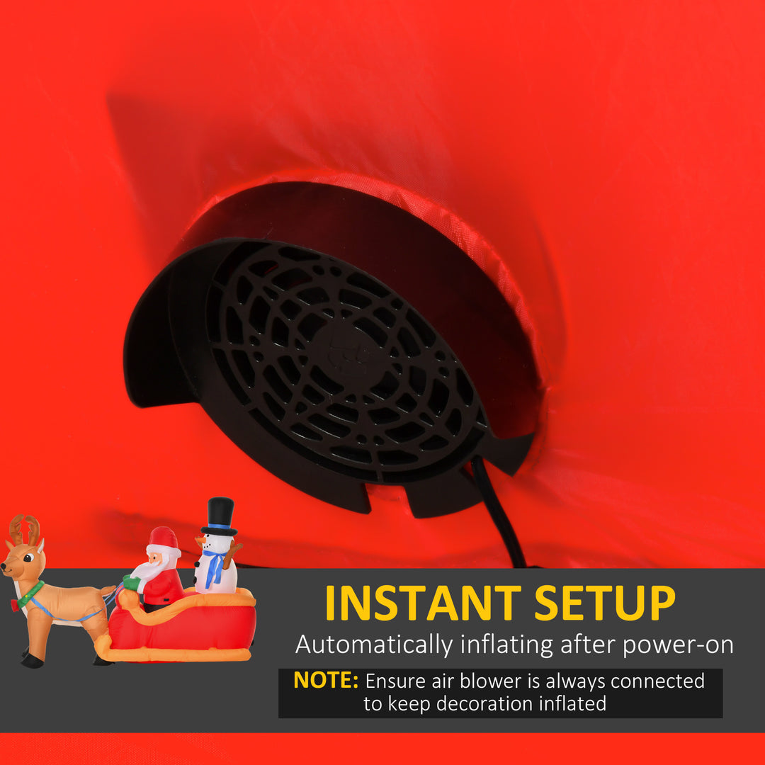 HOMCOM 6.5 ft Christmas Inflatable Santa Claus & Snowman on Sleigh with Reindeer, Blow up Christmas Decorations with LED Lights