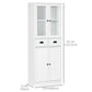 HOMCOM 61" Kitchen Pantry Cabinet, Freestanding Farmhouse Buffet Storage Cabinet with Soft Close Glass Doors and Adjustable Shelves, White