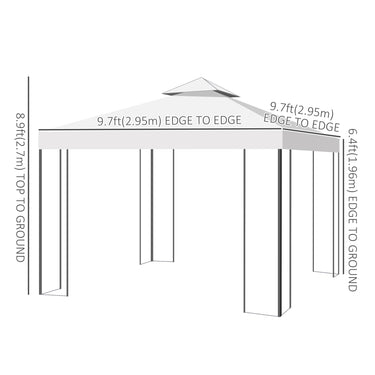 Outsunny 10' x 10' Outdoor Garden Metal Gazebo Patio Canopy Marquee Patio Party Tent Canopy Shelter Vented Roof Decorative Frame, Cream