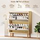 HOMCOM Narrow Shoe Cabinet, High Gloss Shoe Storage Cabinet with 4 Flip Drawers and Adjustable Shelves, Holds 20 Pairs, White