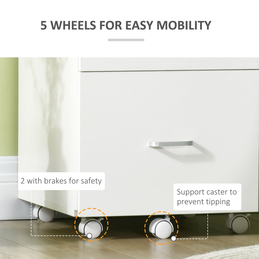 Vinsetto 2 Drawer Mobile File Cabinet with Lock, Wood Office Filing Cabinet with Locking Wheels for Letter and A4 Size, Black