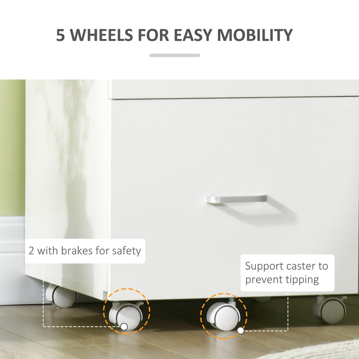 Vinsetto 2 Drawer Mobile File Cabinet with Lock, Wood Office Filing Cabinet with Locking Wheels for Letter and A4 Size, Black