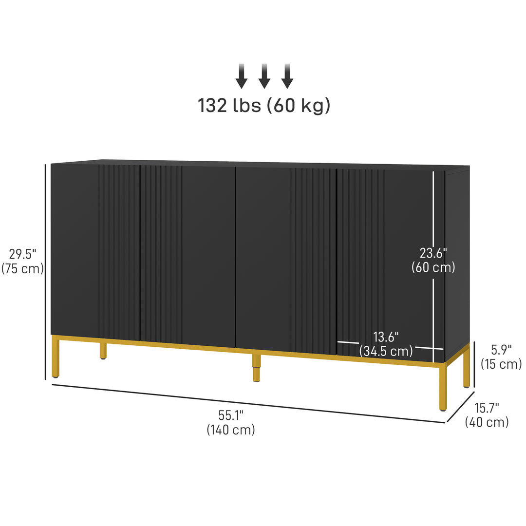 HOMCOM Sideboard Storage Cabinet with Adjustable Shelves, Soft-Close Doors, Kitchen Buffet Cabinet for Dining Room, Black