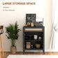 HOMCOM Kitchen Sideboard Cabinet, Boho Buffet Table with Decorative Rattan Doors and Drawers for Dining Room, Black