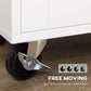 HOMCOM Kitchen Island with Storage, Rolling Cart Trolley with Rubberwood Top, Adjustable Shelf, Drawer, Spice Rack, White