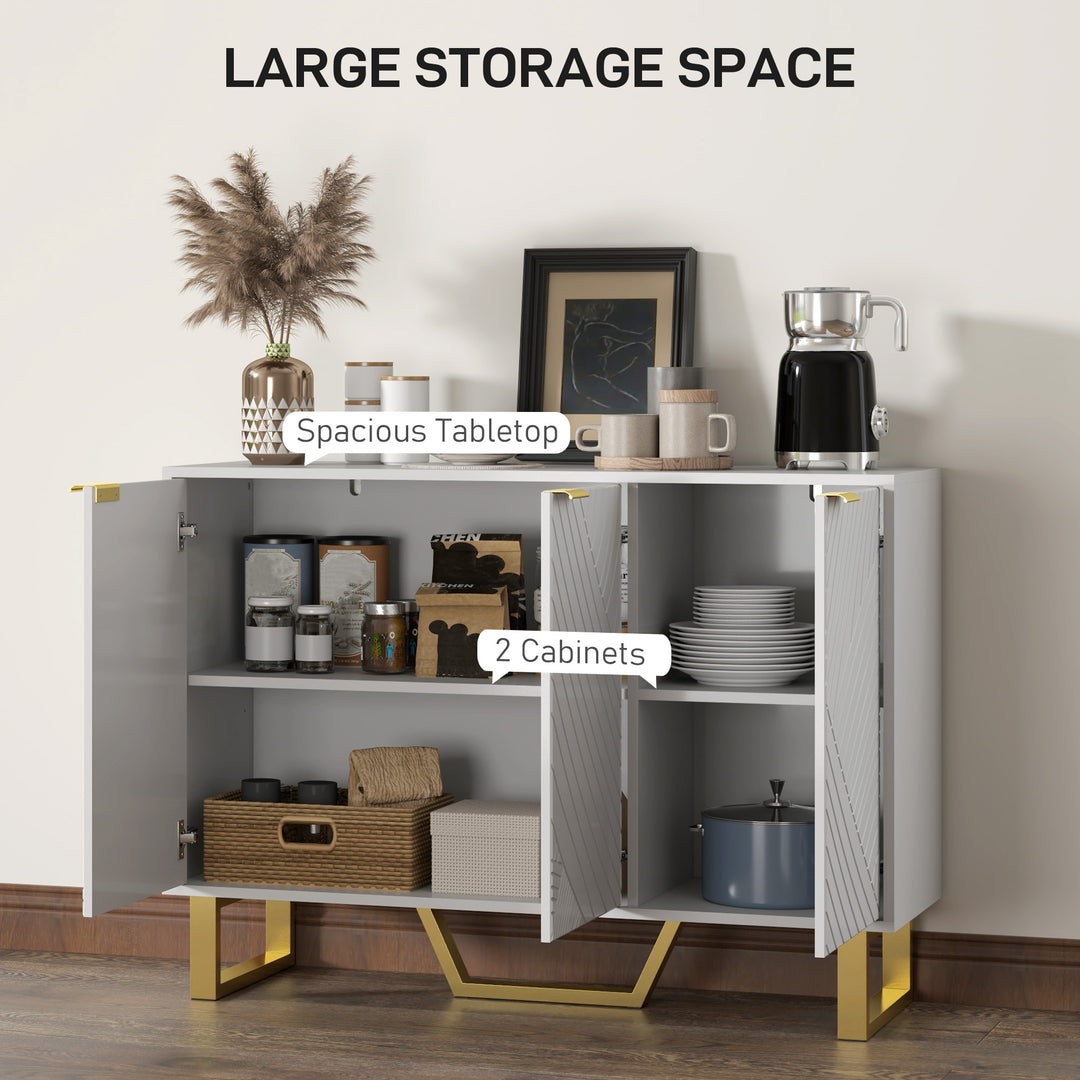 HOMCOM Sideboard Buffet Cabinet with Adjustable Shelves, Living Room Cabinet, TV Cabinet for 50 Inch TV, White