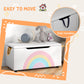 Qaba Toy Chest, Kids Toy Bench Box, Lightweight Storage Bench with Lid and Side Handles, for Nursery Room Playroom Bedroom, Gift for 3-8 Years Old, White