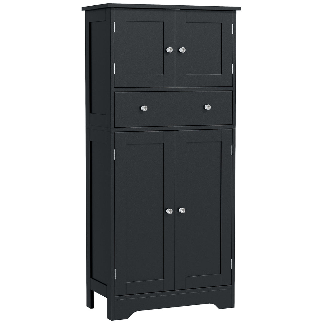 HOMCOM 50.5" Kitchen Storage Cabinet, Modern Kitchen Pantry Cabinet with 4 Doors, Drawer, Adjustable Shelf, Black