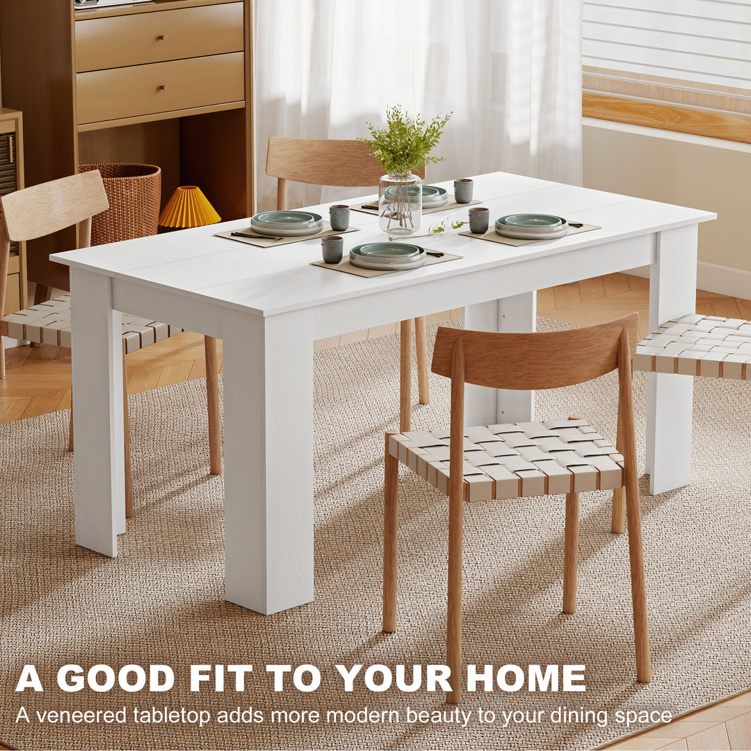 HOMCOM 63" Kitchen Table for 4-6 People, Dining Table with Wood Effect for Dining Room, Grey