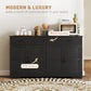 HOMCOM Sideboard Buffet Cabinet with Storage, Modern Coffee Bar Cabinet with 3 Drawers and Adjustable Shelves, Distressed White
