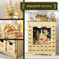 HOMCOM Wooden Christmas Advent Calendar, Lighted 24 Days Xmas Calendar House, Christmas Table Decoration with Countdown Drawers, Bible Characters, Battery Operated, Natural