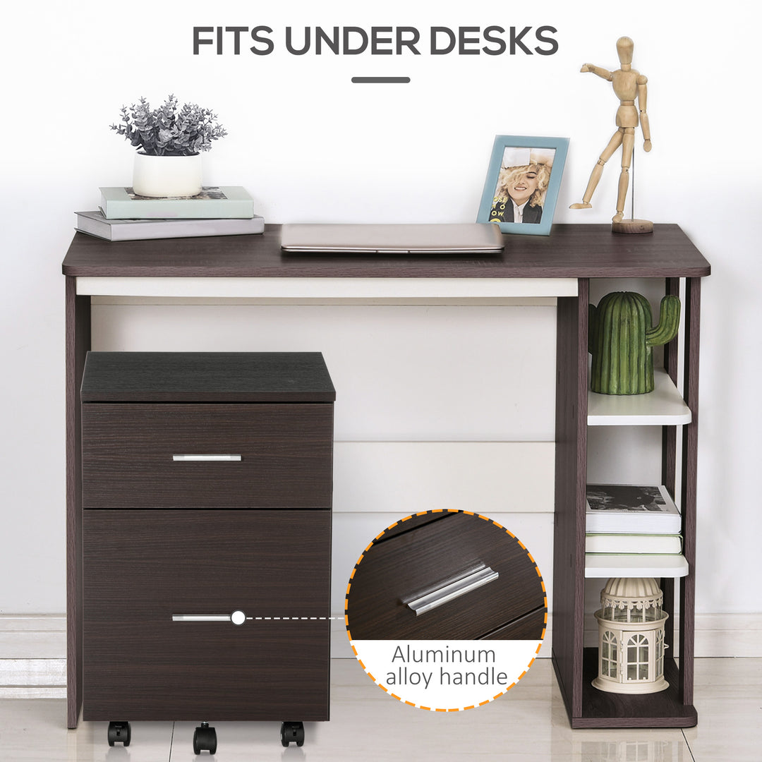 Vinsetto Mobile Filing Cabinet, Vertical File Cabinet with 2 Drawers, Wheels, for Letter or A4 File, Natural