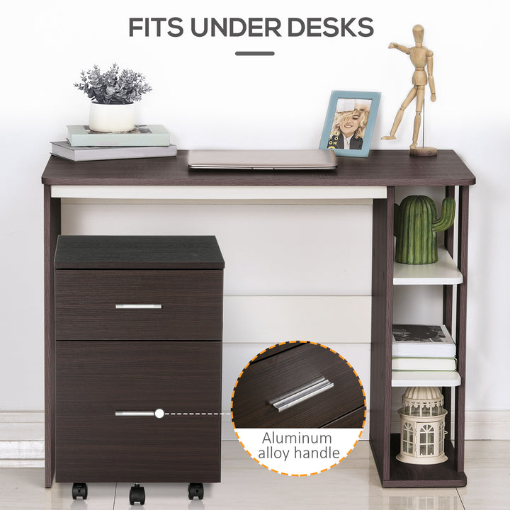 Vinsetto Mobile Filing Cabinet, Vertical File Cabinet with 2 Drawers, Wheels, for Letter or A4 File, Natural