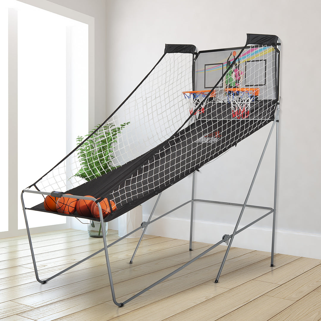 HOMCOM Double Shots Arcade Basketball System Foldable Two Player Basketball