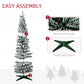 HOMCOM 6ft Flocked Christmas Tree, Pencil Artificial Christmas Tree with Realistic Branches, Pink
