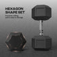 Soozier 2 x 45lbs Rubber Hex Dumbbells Weight Dumbbell Hand Weight Barbell for Body Fitness Training for Home Office Gym, Black