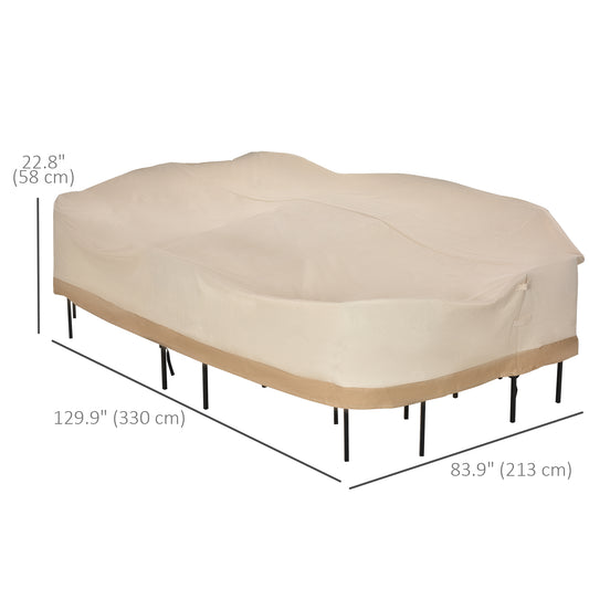 Outsunny 84B-059 129.9-Inch Oval Patio Table and Chair Set Cover, Beige/Coffee Sofa Set