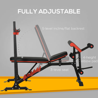 Soozier Adjustable Weight Bench with Squat Rack, Preacher Curl Pad and Leg Developer, Home Gym Bench for Full Body Workout