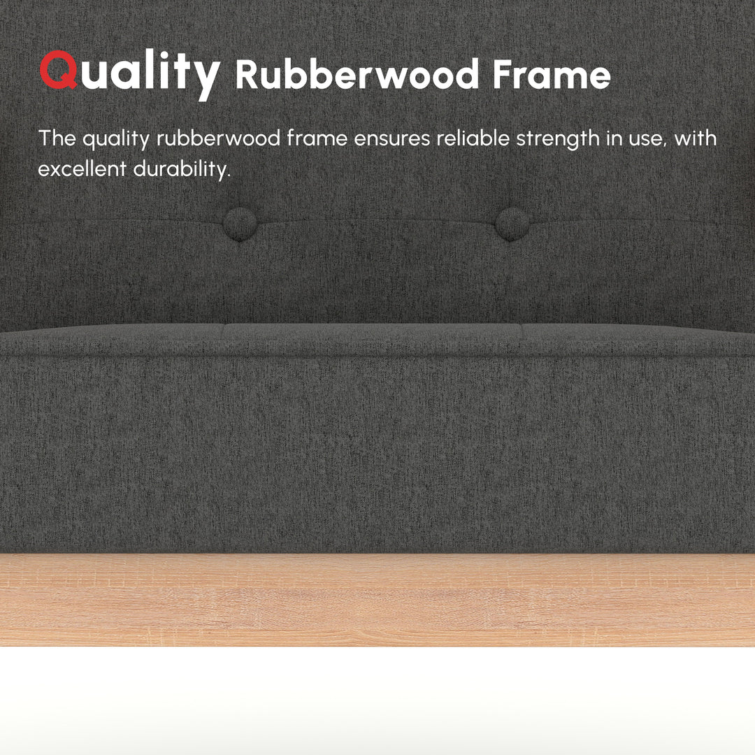 HOMCOM Mid-Century Accent Chair Modern Fabric Upholstered Tufted Back Lounge Sofa Seat - Grey