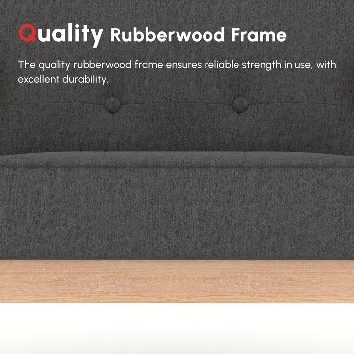 HOMCOM Mid-Century Accent Chair Modern Fabric Upholstered Tufted Back Lounge Sofa Seat - Grey