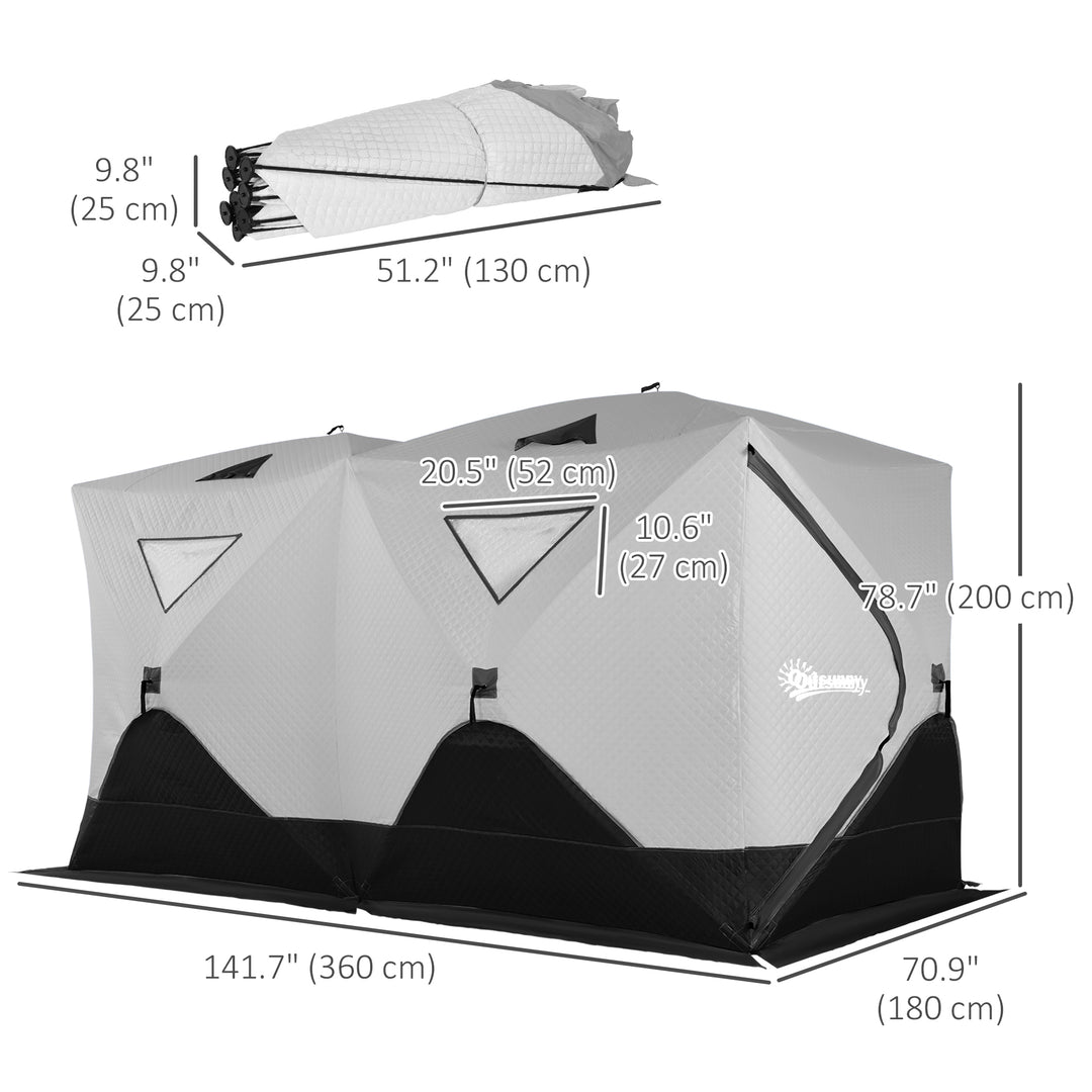 Outsunny 8-Person Insulated Ice Fishing Tent Shelter with Ventilation Windows and Carry Bag, for -22℉, Blue
