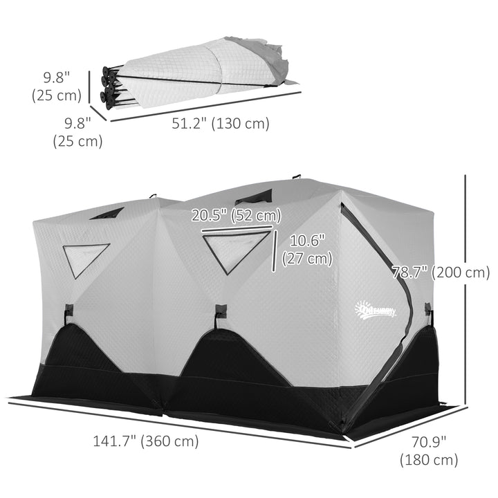 Outsunny 8-Person Insulated Ice Fishing Tent Shelter with Ventilation Windows and Carry Bag, for -22℉, Blue
