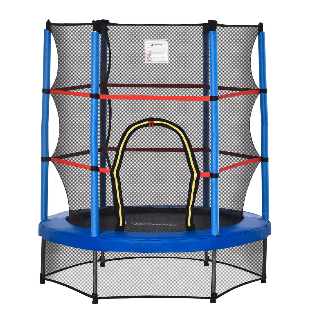 Outsunny 55" Kids Trampoline with Enclosure Net for Indoor/Outdoor, Trampoline for Boys and Girls Age 3-6 Years, Blue
