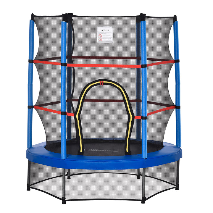 Outsunny 55" Kids Trampoline with Enclosure Net for Indoor/Outdoor, Trampoline for Boys and Girls Age 3-6 Years, Blue