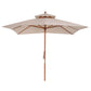 Outsunny 10x10ft Garden Market Parasol Wood Square Patio Umbrella Sunshade Canopy with 2 Pulley Pagoda Style Dark Grey