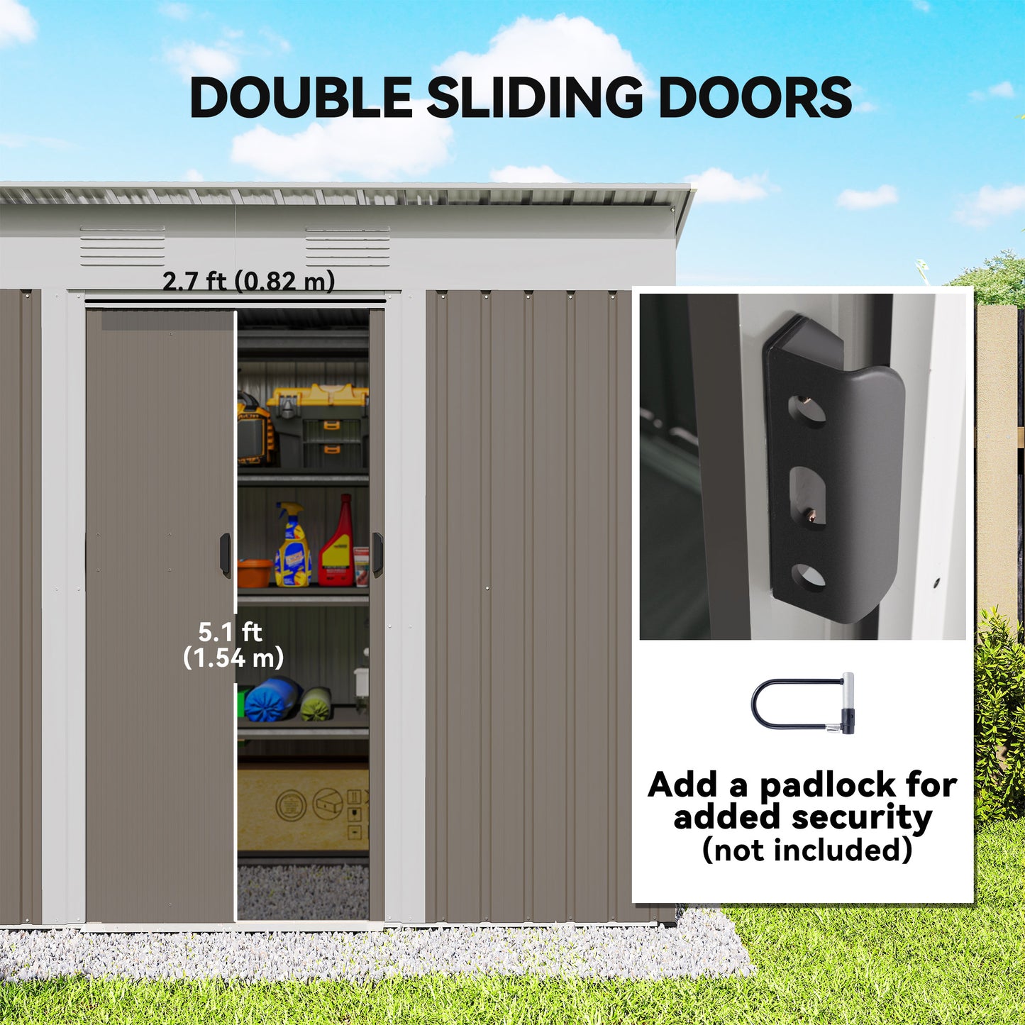 Outsunny 7' x 4' Outdoor Storage Shed, Metal Garden Tool Storage House Organizer with Lockable Sliding Doors and Vents for Backyard Patio Lawn, Charcoal Grey