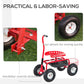 Outsunny Garden Scooter, Rolling Cart with Swivel and Adjustable Seat, Tool Tray, Bucket Basket, Red and Black