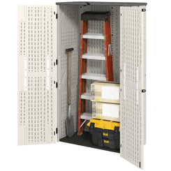 Outsunny 368 Gallon Outdoor Storage Cabinet with Openable Top and Lockable Doors for Lawnmower, Trash Can, Patio Accessories