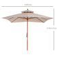 Outsunny 10x10ft Garden Market Parasol Wood Square Patio Umbrella Sunshade Canopy with 2 Pulley Pagoda Style Dark Grey