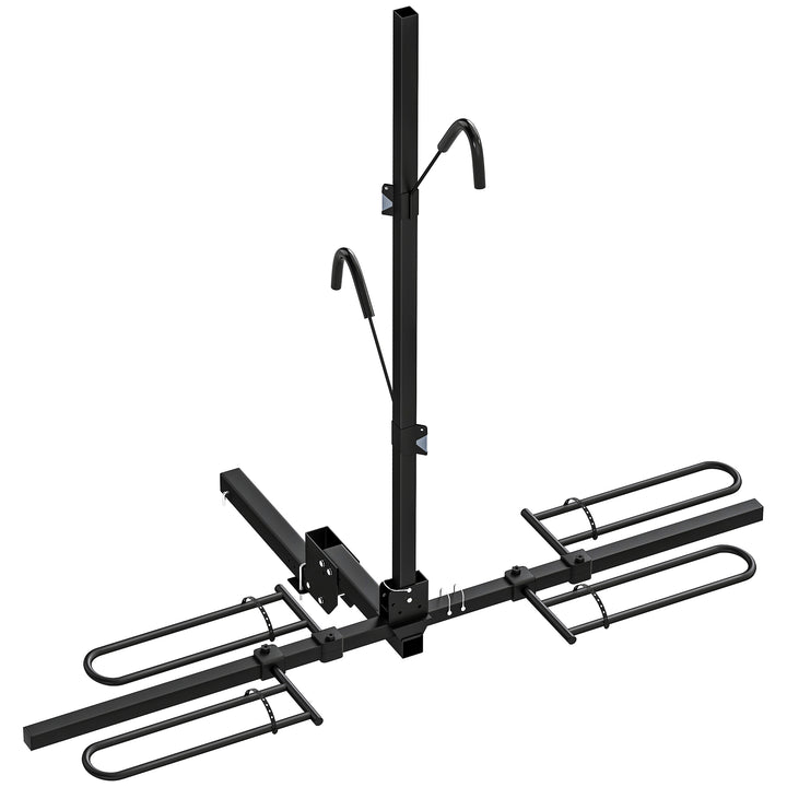 HOMCOM Hitch Bike Rack for Car, 200 lbs 2 Bike Rack with Platform Style, Safety Strap for 2" Receiver, Black