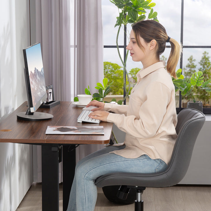 HOMCOM Armless Office Chair, 360° Swivel Desk Chair with Adjustable Height & Tilt Function for Home Office, Study, Dark Green