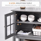 HOMCOM Modern Sideboard Buffet Cabinet Wood Console Table with Glass Doors Kitchen Dining Room Furniture White