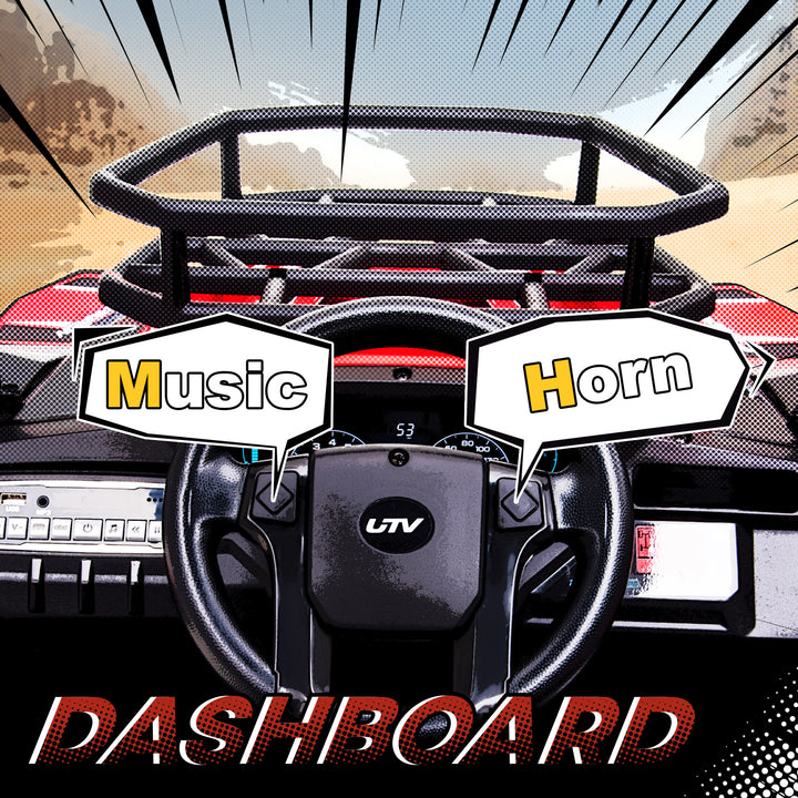 Aosom Kids Ride On Car 12V Battery-powered Electric Off-road UTV Toy 1.8-3.7 mph with High Roof Parental Remote Control Music Lights MP3 Suspension Wheels for 37-96 months