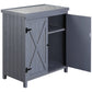 Outsunny Garden Storage Cabinet, Outdoor Tool Shed with Galvanized Top and Two Shelves for Yard Tools or Pool Accessories, Grey