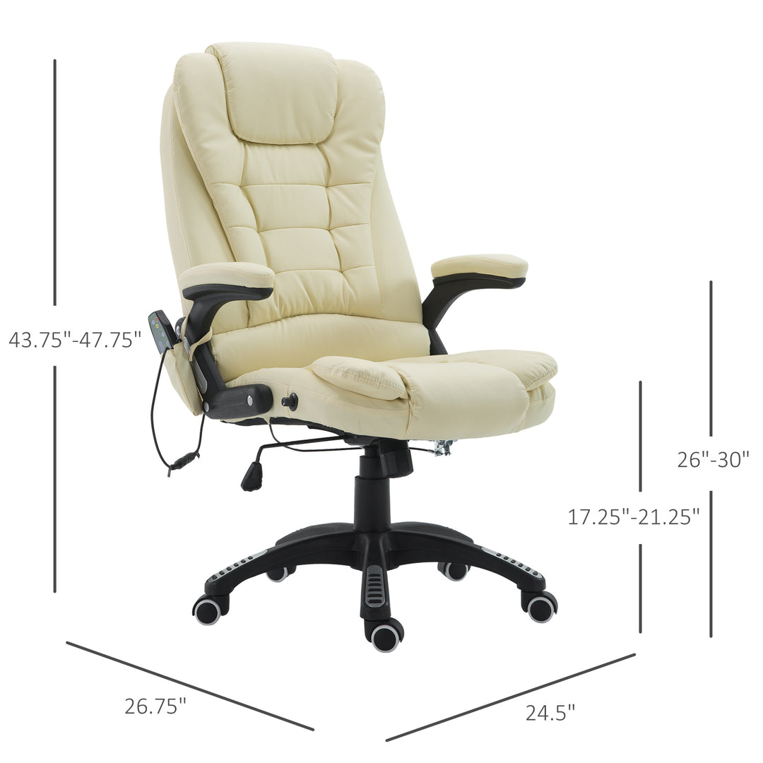 HOMCOM Massage Office Chairs Computer Executive Ergonomic Heated Vibrating Beige