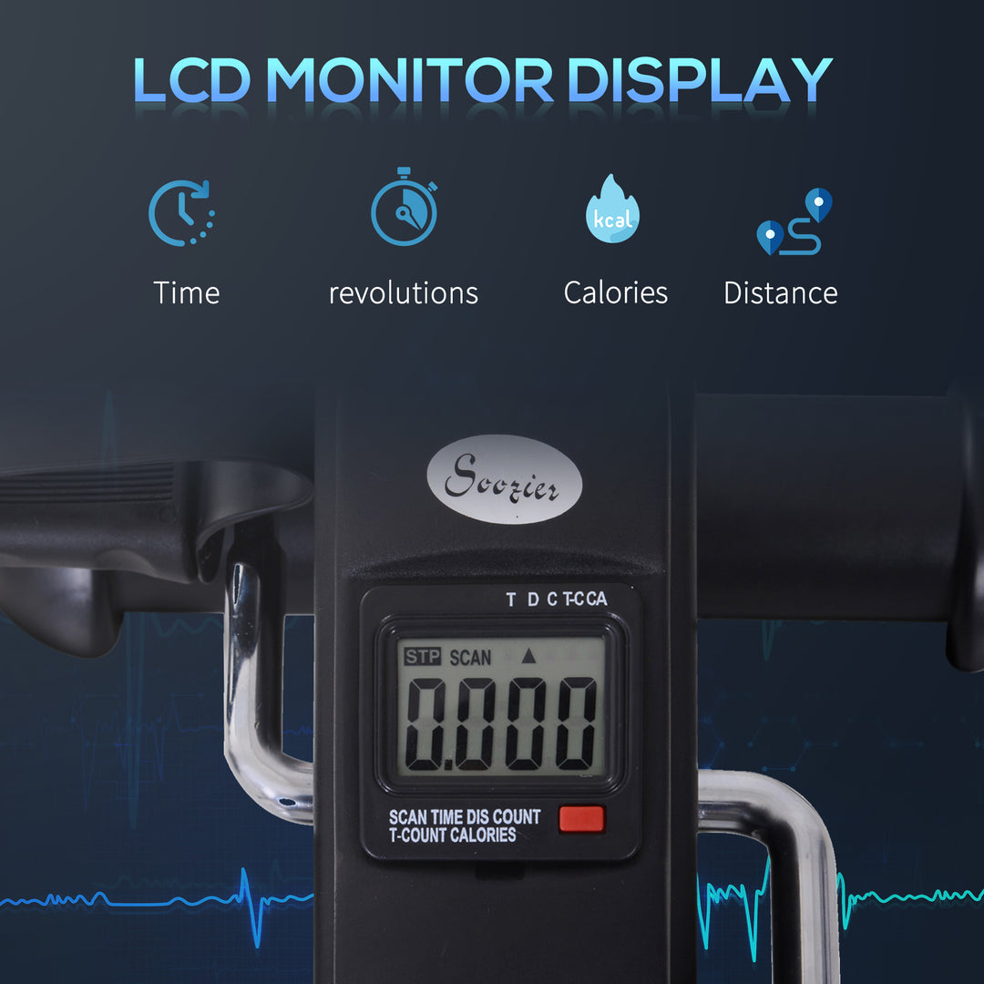 Soozier Portable Mini Pedal Exercise Bike Indoor Cycle Fitness Arm Leg w/ LCD Display, Silver